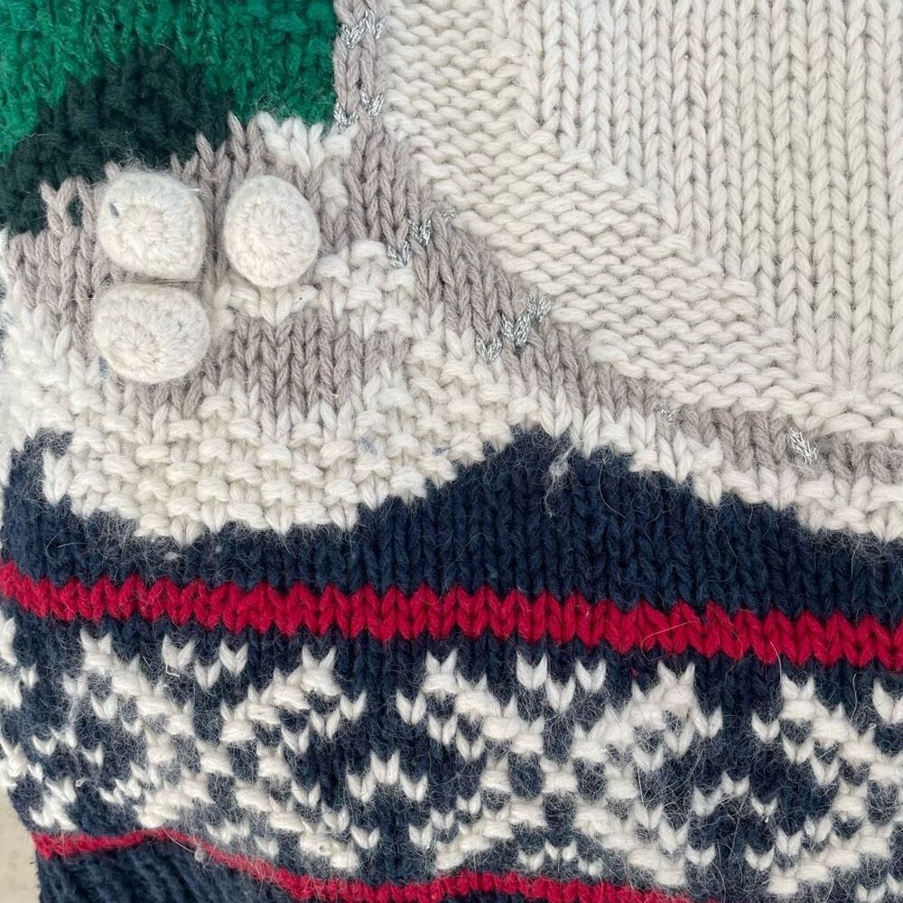 Vintage Croft & Barrow Knit by Hand Snowman Cardigan Sweater Angora M - Picture 8 of 9